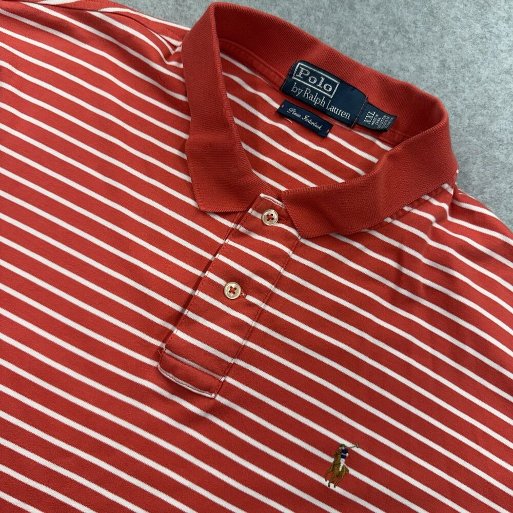 Polo Ralph Lauren Classic Pima Interlock Polo Red/White Striped XXL Flesh Pony